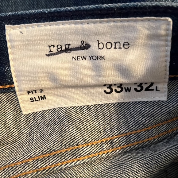 Rag & Bone Fit 2 - Beldon Slim Fit Dark Indigo Authentic Stretch Jean 33x32 - Picture 6 of 9